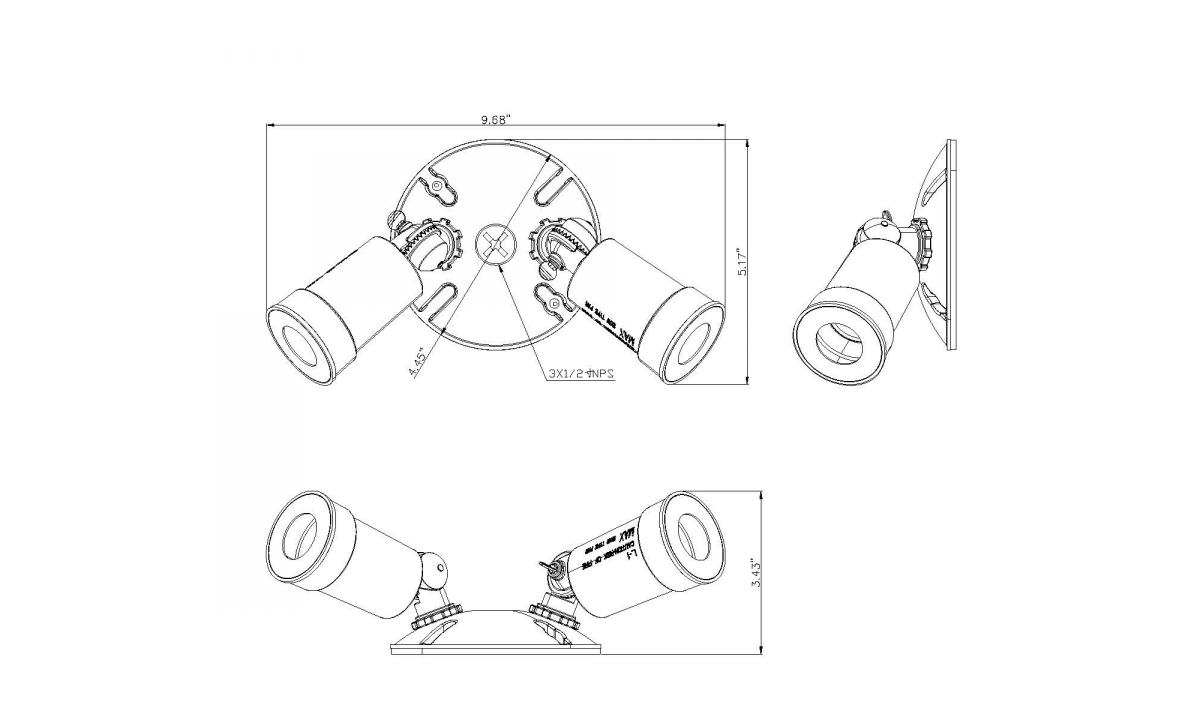 Twin Head Par lamp holder (Round Canopy) (RCL-212)