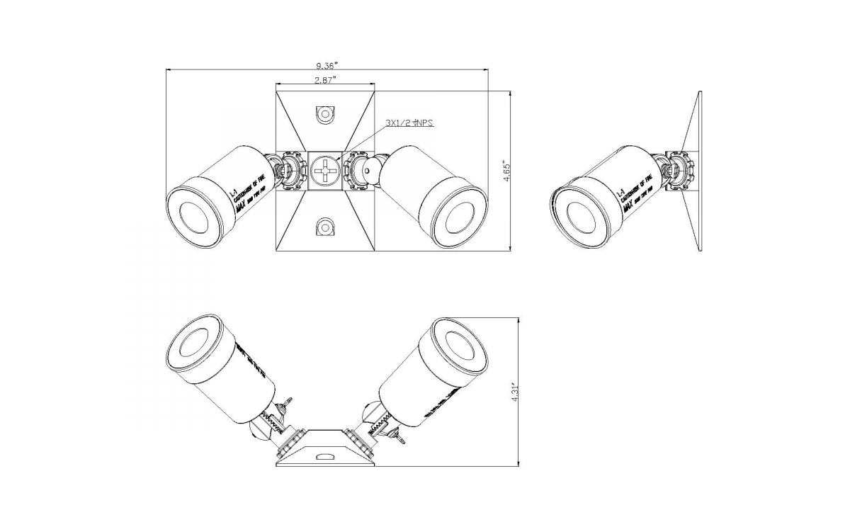 Twin Head Par- Lamp holder (Rect. Canopy)  (SCL-212)